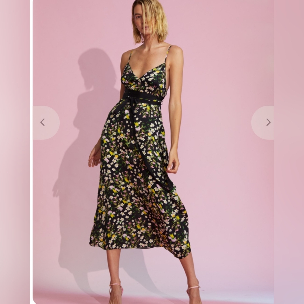 Cynthia Rowley Floral Black Midi Capri Dress